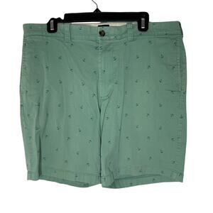 J Crew Men’s Anchor Print Shorts Size 35 Green Chino Classic Nautical Style 9”